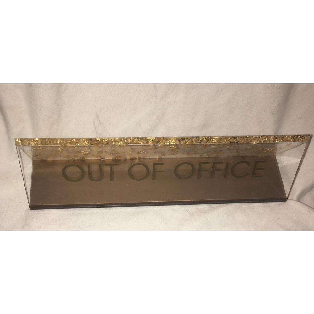 OUT OF OFFICE Acrylic Glitter Desk Sign Papyrus PRGCO LLC MCM - Picture 2 of 9